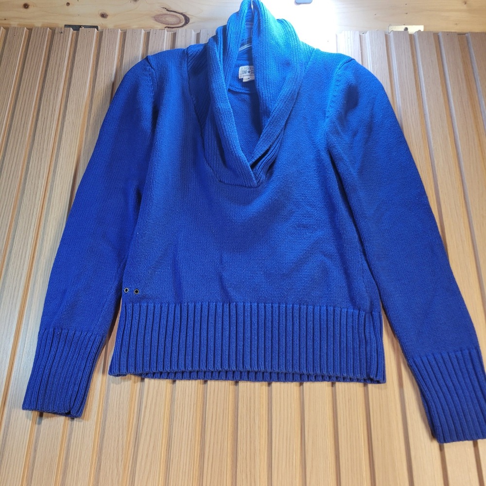 Converse One Star Royal Blue Shawl Collar Cotton Knit Sweater Womens Small
